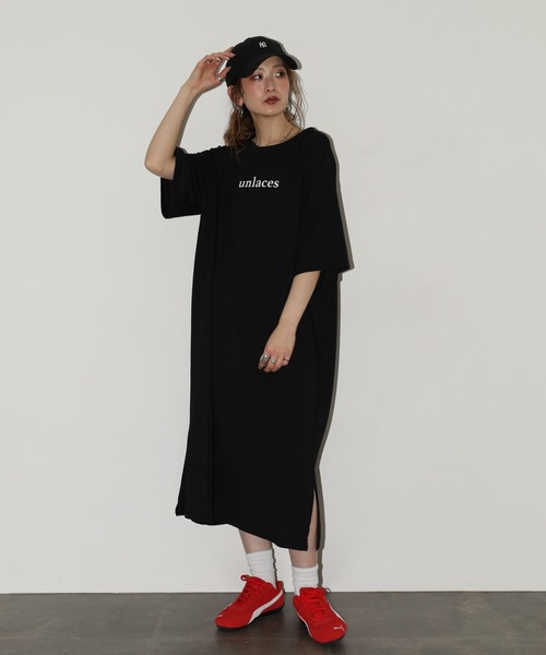 FUNALIVE(ファンアライブ)の「バックロゴオーバーサイズTミニワンピ 半袖(Tシャツ/カットソー・レディース・モカ/ネイビー/ブラック・L)」の14枚目の写真