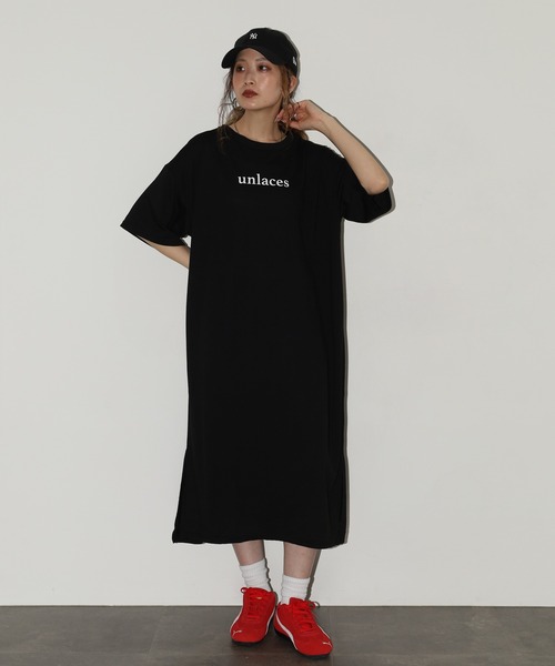 FUNALIVE(ファンアライブ)の「バックロゴオーバーサイズTミニワンピ 半袖(Tシャツ/カットソー・レディース・モカ/ネイビー/ブラック・L)」の13枚目の写真