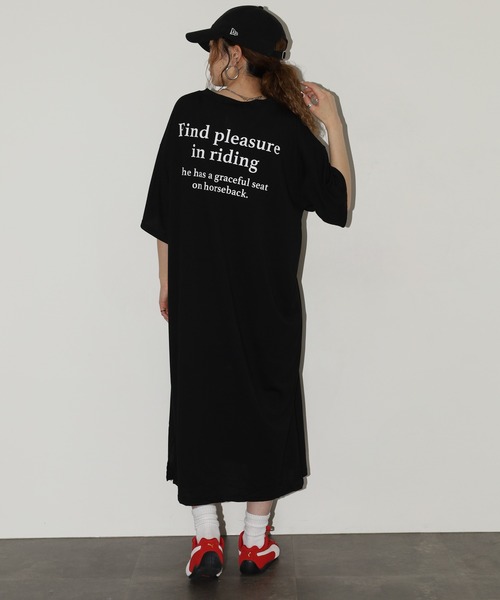 FUNALIVE(ファンアライブ)の「バックロゴオーバーサイズTミニワンピ 半袖(Tシャツ/カットソー・レディース・モカ/ネイビー/ブラック・L)」の10枚目の写真