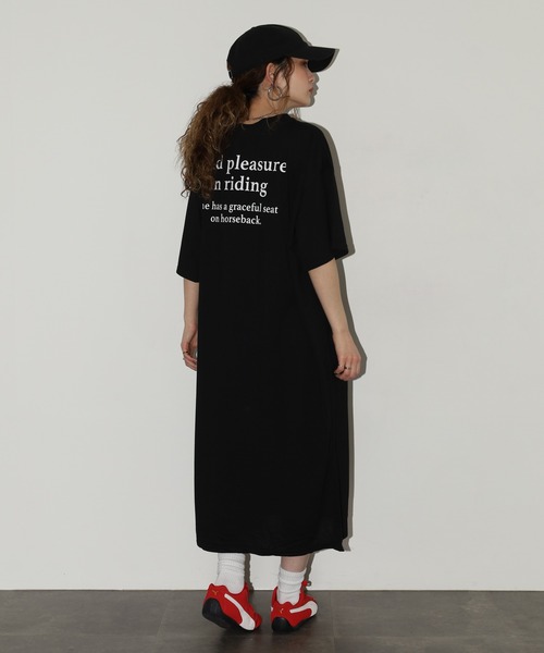 FUNALIVE(ファンアライブ)の「バックロゴオーバーサイズTミニワンピ 半袖(Tシャツ/カットソー・レディース・モカ/ネイビー/ブラック・L)」の9枚目の写真