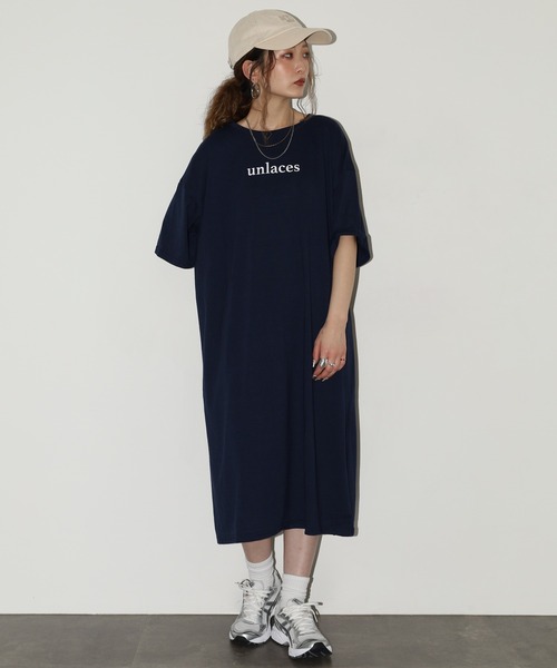 FUNALIVE(ファンアライブ)の「バックロゴオーバーサイズTミニワンピ 半袖(Tシャツ/カットソー・レディース・モカ/ネイビー/ブラック・L)」の20枚目の写真