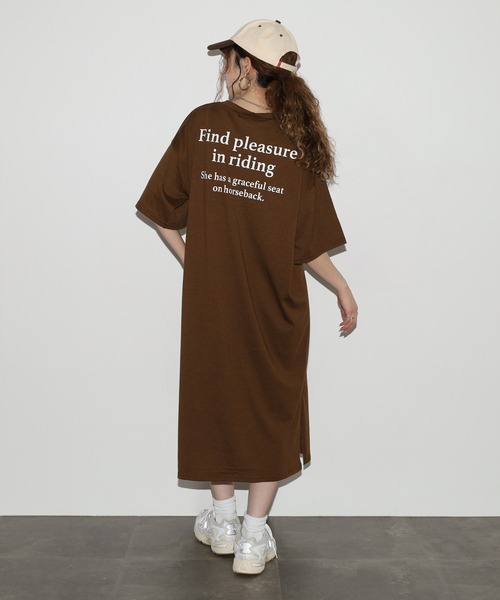 FUNALIVE(ファンアライブ)の「バックロゴオーバーサイズTミニワンピ 半袖(Tシャツ/カットソー・レディース・モカ/ネイビー/ブラック・L)」の18枚目の写真
