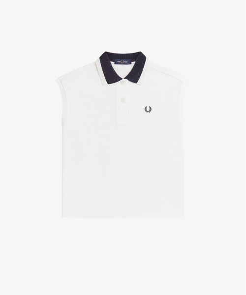 FRED PERRY(フレッドペリー)の「Mesh Collar Polo Shirt/メッシュカラーポロシャツ(ポロシャツ・レディース・ホワイト/ブラック・10)」の5枚目の写真