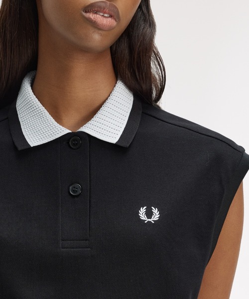 FRED PERRY(フレッドペリー)の「Mesh Collar Polo Shirt/メッシュカラーポロシャツ(ポロシャツ・レディース・ホワイト/ブラック・10)」の8枚目の写真