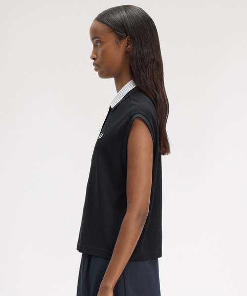 FRED PERRY(フレッドペリー)の「Mesh Collar Polo Shirt/メッシュカラーポロシャツ(ポロシャツ・レディース・ホワイト/ブラック・10)」の10枚目の写真