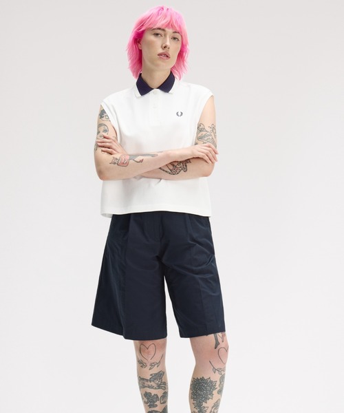 FRED PERRY(フレッドペリー)の「Mesh Collar Polo Shirt/メッシュカラーポロシャツ(ポロシャツ・レディース・ホワイト/ブラック・10)」の13枚目の写真