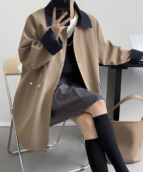semplice(センプリチェ)の「バイカラー ミドル丈 スプリングコート(その他アウター・レディース・キャメル・F)」の13枚目の写真