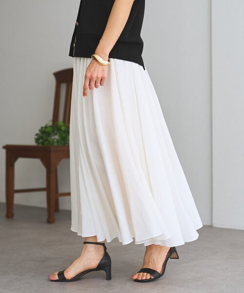 LIVETART（リヴェタート）の「リネン混フレアスカート《LIVETART》（スカート・レディース・ホワイト/ブラック・FREE）」の10枚目の写真