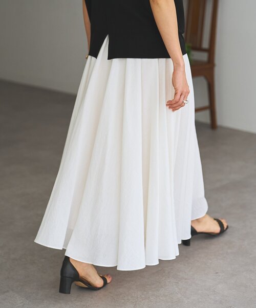LIVETART（リヴェタート）の「リネン混フレアスカート《LIVETART》（スカート・レディース・ホワイト/ブラック・FREE）」の4枚目の写真