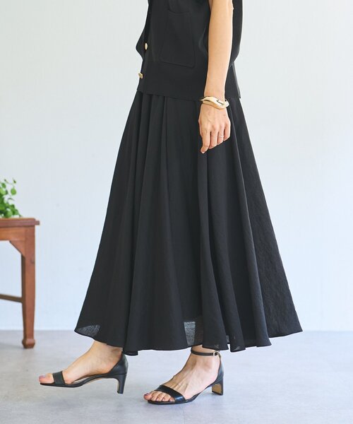 LIVETART（リヴェタート）の「リネン混フレアスカート《LIVETART》（スカート・レディース・ホワイト/ブラック・FREE）」の13枚目の写真