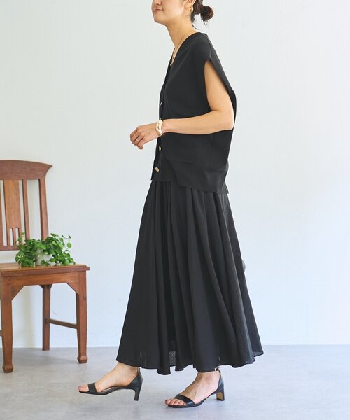 LIVETART（リヴェタート）の「リネン混フレアスカート《LIVETART》（スカート・レディース・ホワイト/ブラック・FREE）」の3枚目の写真