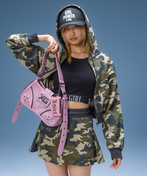 X-girl(エックスガール)の「LOGO JACQUARD HEM S/S TEE(Tシャツ/カットソー・レディース・ブラック/ホワイト/ピンク・S/M)」の5枚目の写真