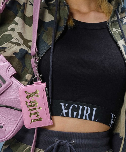 X-girl(エックスガール)の「LOGO JACQUARD HEM S/S TEE(Tシャツ/カットソー・レディース・ブラック/ホワイト/ピンク・S/M)」の9枚目の写真