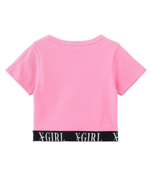 X-girl(エックスガール)の「LOGO JACQUARD HEM S/S TEE(Tシャツ/カットソー・レディース・ブラック/ホワイト/ピンク・S/M)」の11枚目の写真