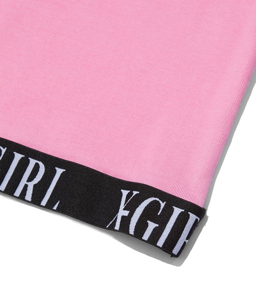 X-girl(エックスガール)の「LOGO JACQUARD HEM S/S TEE(Tシャツ/カットソー・レディース・ブラック/ホワイト/ピンク・S/M)」の14枚目の写真