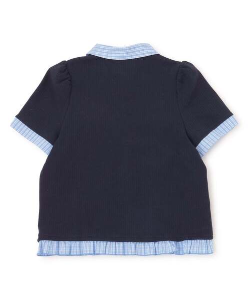 mezzo piano Junior(メゾピアノジュニア)の「ドッキングレイヤードTシャツ(Tシャツ/カットソー・キッズ・グレー/ネイビー・L:160cm/M:150cm/S:140cm)」の3枚目の写真