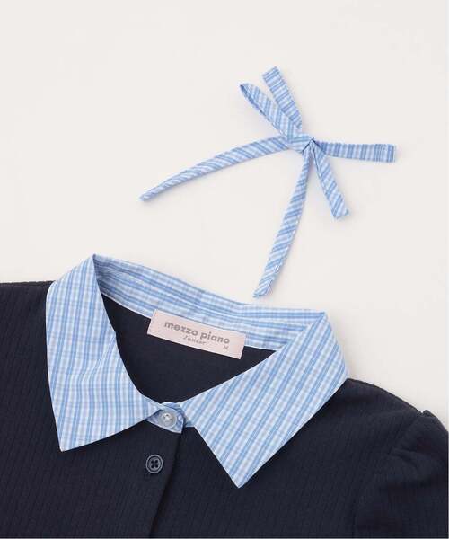 mezzo piano Junior(メゾピアノジュニア)の「ドッキングレイヤードTシャツ(Tシャツ/カットソー・キッズ・グレー/ネイビー・L:160cm/M:150cm/S:140cm)」の6枚目の写真