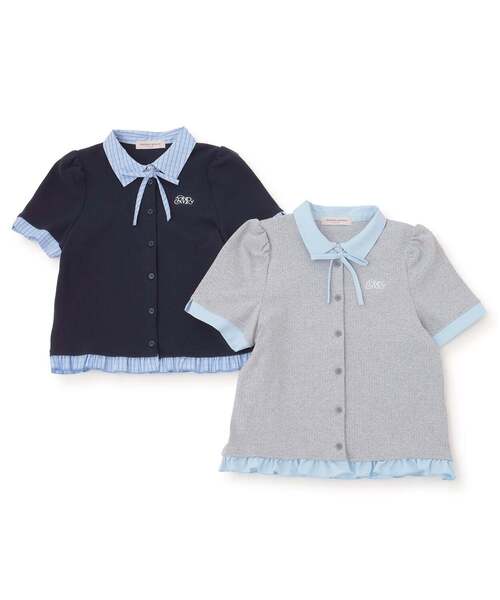 mezzo piano Junior(メゾピアノジュニア)の「ドッキングレイヤードTシャツ(Tシャツ/カットソー・キッズ・グレー/ネイビー・L:160cm/M:150cm/S:140cm)」の12枚目の写真