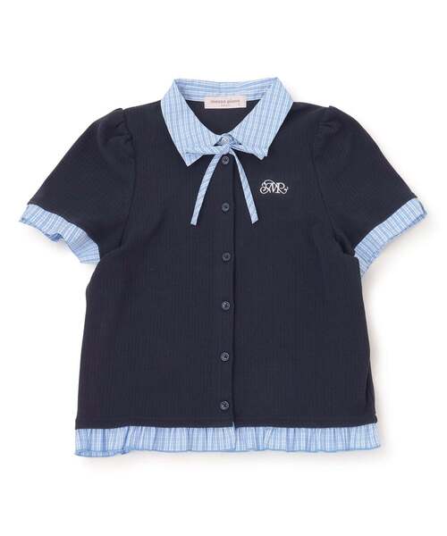 mezzo piano Junior(メゾピアノジュニア)の「ドッキングレイヤードTシャツ(Tシャツ/カットソー・キッズ・グレー/ネイビー・L:160cm/M:150cm/S:140cm)」の13枚目の写真