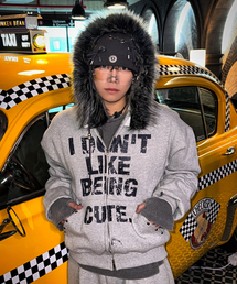 EASY NO EASY（イージーノーイージー）の「クロップファーフードジップアップ - グレー（パーカー）」