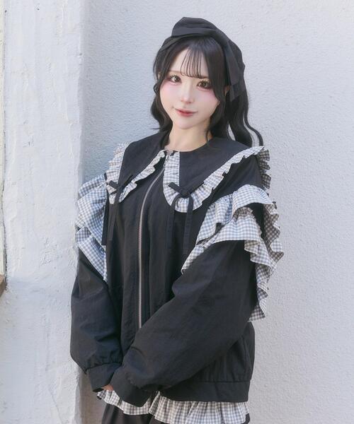 Whinny(ホワイニー)の「Whinny/《セットアップ可能♪》さくらもちアウター(ブルゾン・レディース・ホワイト/ブラック/サックスブルー・FREE)」の10枚目の写真