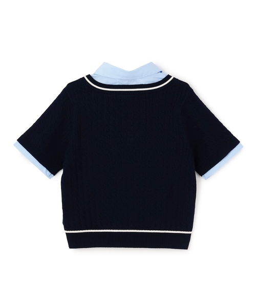 LOVETOXIC（ラブトキシック）の「【洗える】フェイクレイヤード半袖ニットシャツ（ベスト・キッズ・アイボリー/ネイビー/グレー・M:150cm/L:160cm/130cm/S:140cm）」の15枚目の写真