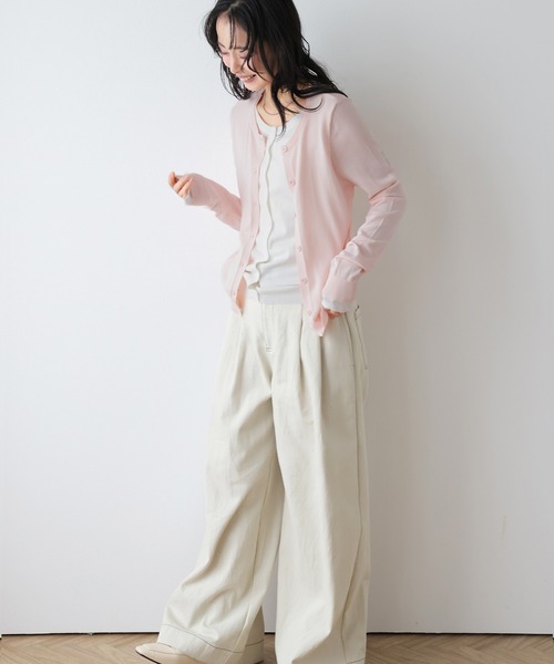 AMELY(エミリー)の「配色レイヤード風カーディガン(カーディガン/ボレロ・レディース・ブラック/ピンク/ネイビー/グレー・フリー)」の15枚目の写真