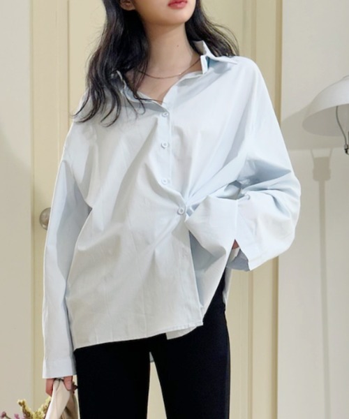 Ada.(エイダ)の「シンプル レギュラーカラー 長袖 シャツ ブラウス(シャツ/ブラウス・レディース・ブルー/パープル/ホワイト・FREE)」の3枚目の写真