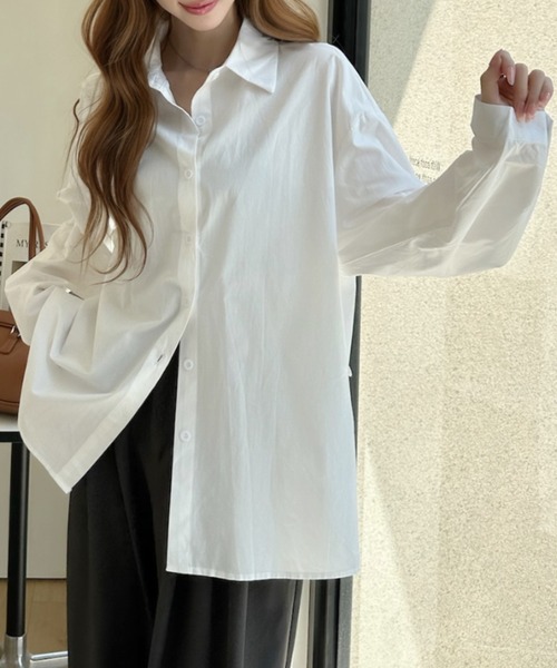 Ada.(エイダ)の「シンプル レギュラーカラー 長袖 シャツ ブラウス(シャツ/ブラウス・レディース・ブルー/パープル/ホワイト・FREE)」の4枚目の写真