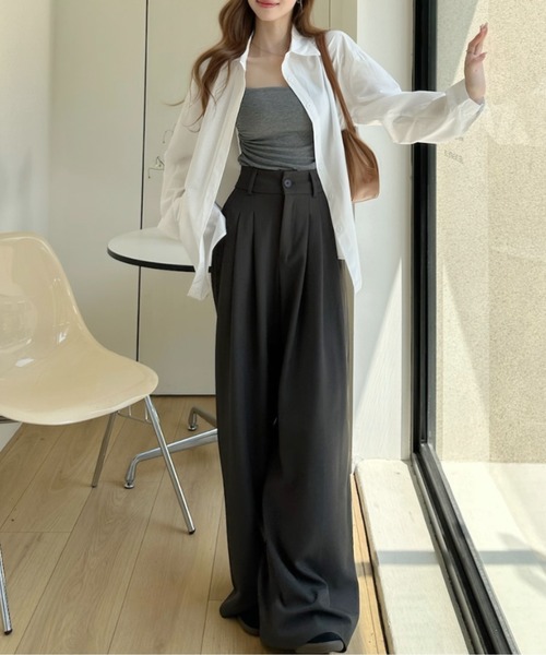 Ada.(エイダ)の「シンプル レギュラーカラー 長袖 シャツ ブラウス(シャツ/ブラウス・レディース・ブルー/パープル/ホワイト・FREE)」の9枚目の写真