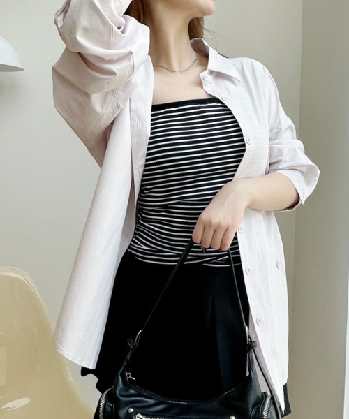 Ada.(エイダ)の「シンプル レギュラーカラー 長袖 シャツ ブラウス(シャツ/ブラウス・レディース・ブルー/パープル/ホワイト・FREE)」の12枚目の写真