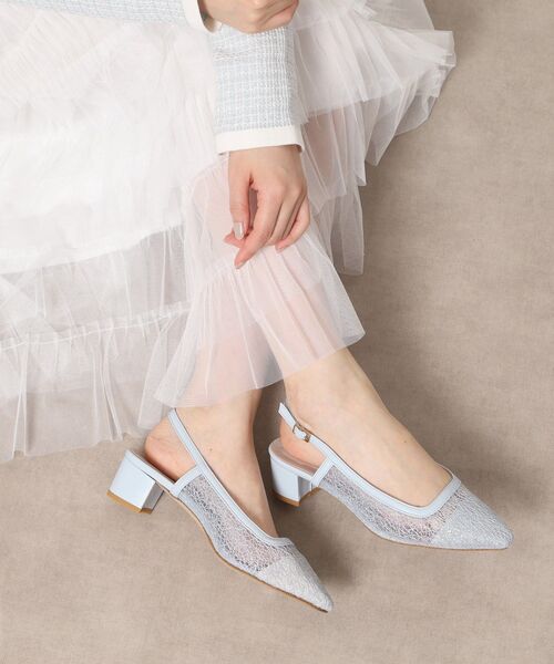 ESPERANZA(エスペランサ)の「ラメチュールバックストラップパンプス(パンプス・レディース・ブラック系8/ブルー系8/ホワイト系9・L/M/S/LL)」の1枚目の写真
