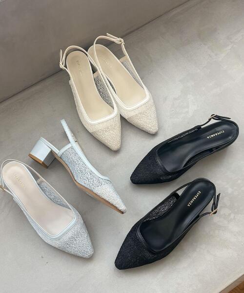 ESPERANZA(エスペランサ)の「ラメチュールバックストラップパンプス(パンプス・レディース・ブラック系8/ブルー系8/ホワイト系9・L/M/S/LL)」の4枚目の写真