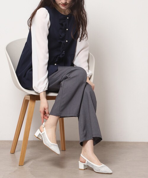 ESPERANZA(エスペランサ)の「ラメチュールバックストラップパンプス(パンプス・レディース・ブラック系8/ブルー系8/ホワイト系9・L/M/S/LL)」の7枚目の写真