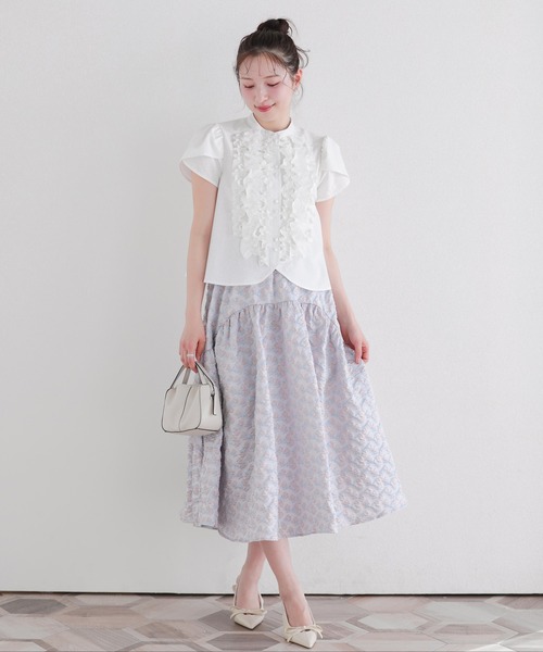 Fit more(フィットモア)の「フラワージャガードフレアスカート(スカート・レディース・ホワイト/ピンク/ブルー・SHORT/LONG)」の20枚目の写真