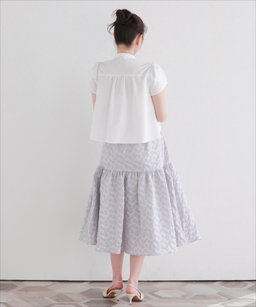Fit more(フィットモア)の「フラワージャガードフレアスカート(スカート・レディース・ホワイト/ピンク/ブルー・SHORT/LONG)」の21枚目の写真