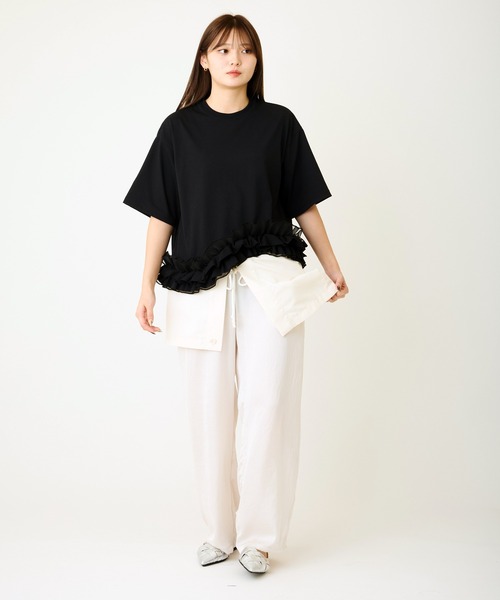 AVIE(アビィ)の「フリルデザインTEE(Tシャツ/カットソー・レディース・キャメル/ブラック・38)」の9枚目の写真