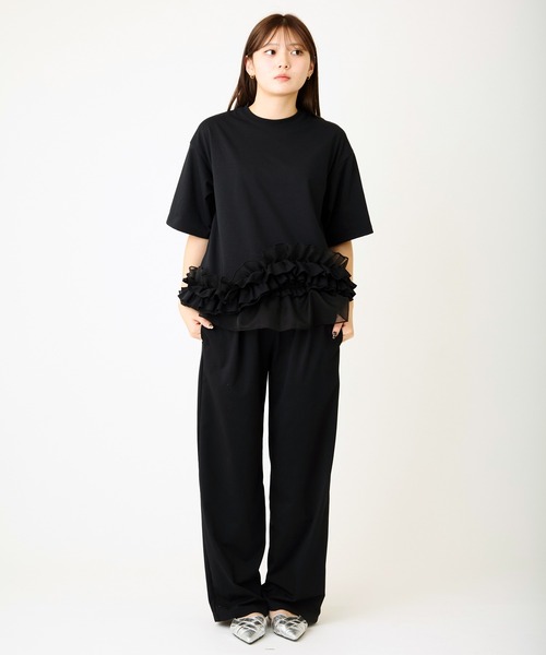 AVIE(アビィ)の「フリルデザインTEE(Tシャツ/カットソー・レディース・キャメル/ブラック・38)」の6枚目の写真