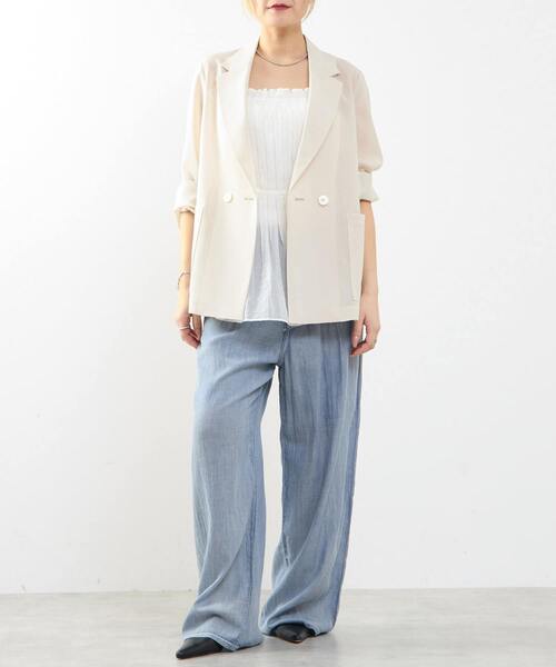 SOFFITTO(ソフィット)の「接触冷感シアージャケット(テーラードジャケット・レディース・オフホワイト/ダークブラウン・FREE)」の14枚目の写真