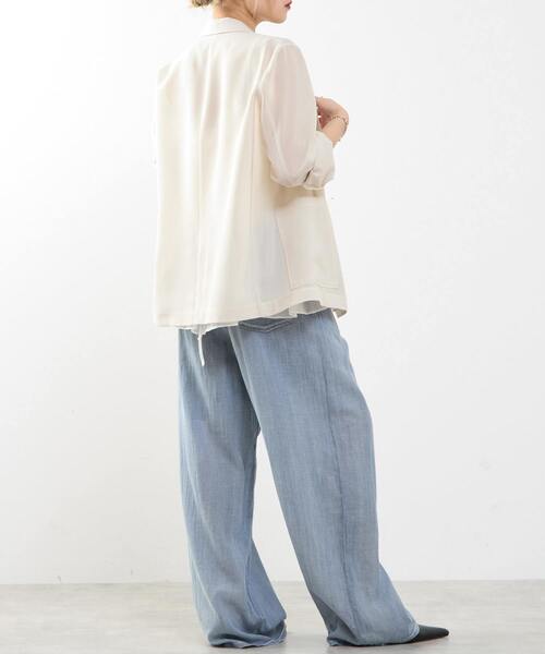 SOFFITTO(ソフィット)の「接触冷感シアージャケット(テーラードジャケット・レディース・オフホワイト/ダークブラウン・FREE)」の9枚目の写真