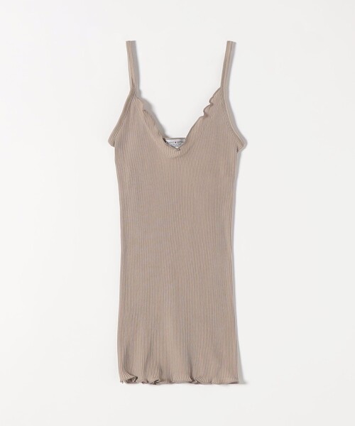 BASIC COTTON（ベーシックコットン）の「BASIC COTTON:〈洗濯機可能〉フリル リブ キャミソール（キャミソール・レディース・ホワイト/ベージュ/ブラック・ONE SIZE）」の3枚目の写真