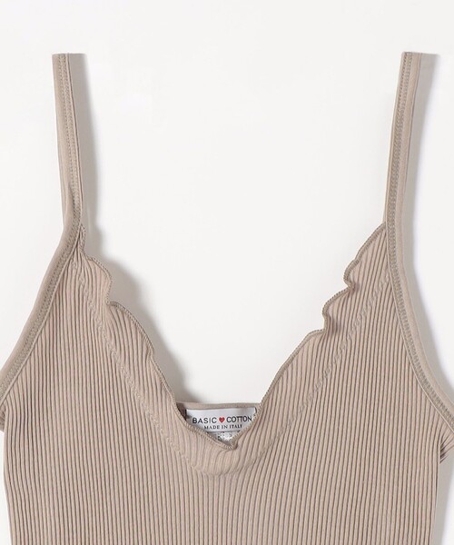 BASIC COTTON（ベーシックコットン）の「BASIC COTTON:〈洗濯機可能〉フリル リブ キャミソール（キャミソール・レディース・ホワイト/ベージュ/ブラック・ONE SIZE）」の10枚目の写真