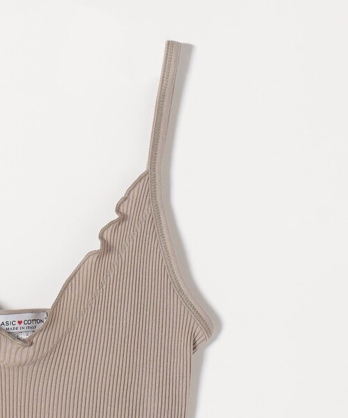 BASIC COTTON（ベーシックコットン）の「BASIC COTTON:〈洗濯機可能〉フリル リブ キャミソール（キャミソール・レディース・ホワイト/ベージュ/ブラック・ONE SIZE）」の9枚目の写真