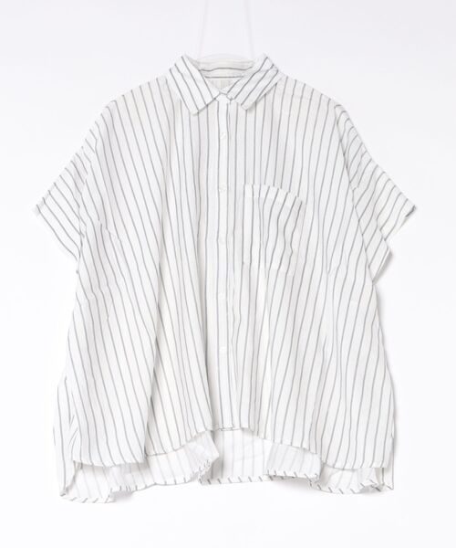 gossara（ゴサラ）の「【体型カバーも◎】ストライプオーバーサイズシャツ（シャツ/ブラウス・レディース・イエロー/オフホワイト/グレイッシュベージュ・FREE）」の22枚目の写真