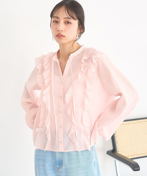 Frill ribbon blouse — блузка с оборками и бантом