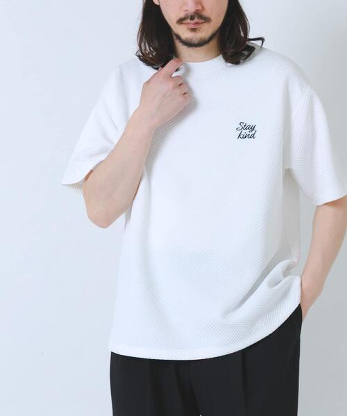 ITEMS URBANRESEARCH(アイテムズ アーバンリサーチ)の「刺繍ジャカードクールタッチ半袖トップス(Tシャツ/カットソー・メンズ・ピンクベージュ/ブラック/ブルー系その他/ホワイト・MEDIUM/LARGE)」の10枚目の写真