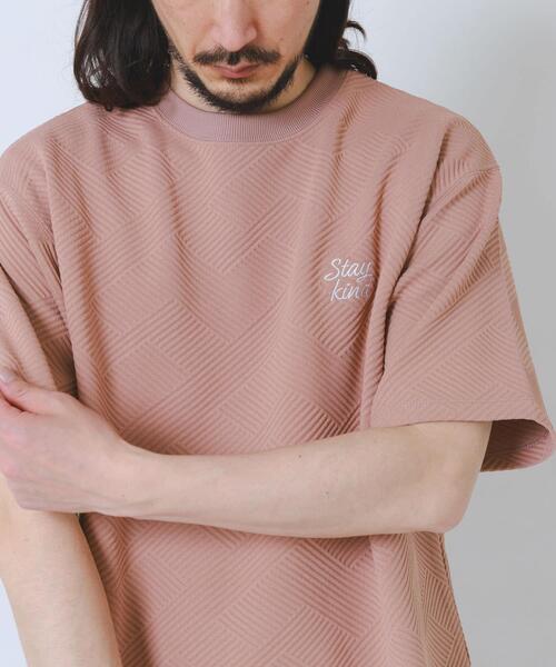 ITEMS URBANRESEARCH(アイテムズ アーバンリサーチ)の「刺繍ジャカードクールタッチ半袖トップス(Tシャツ/カットソー・メンズ・ピンクベージュ/ブラック/ブルー系その他/ホワイト・MEDIUM/LARGE)」の16枚目の写真