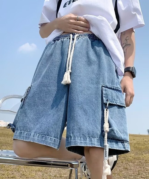 WESTBOY（ウエストボーイ）の「ロープドローコード デニムカーゴショーツ WO26S8PT04（その他パンツ・メンズ・ライトブルー/ブルー・L/M/XL）」の6枚目の写真