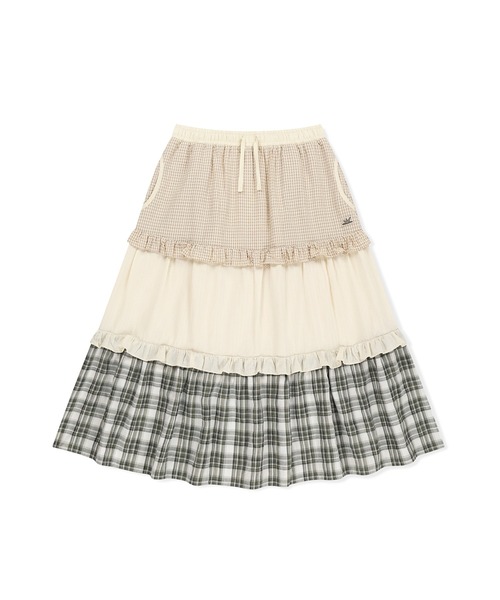 SUNLOVE(サンラブ)の「W Frill Long Skirt(スカート・レディース・ネイビー/ブラック/アイボリー・S/M)」の2枚目の写真