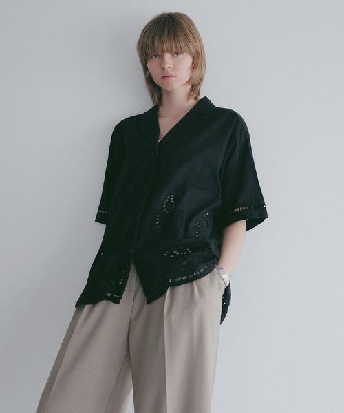 MANOF(マノフ)の「CUT WORK LACE SHIRT(シャツ/ブラウス・レディース・ホワイト/ブラック・F)」の13枚目の写真